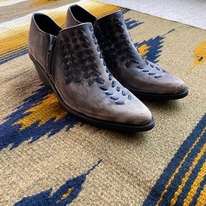 Free people gray and black cowboy booties